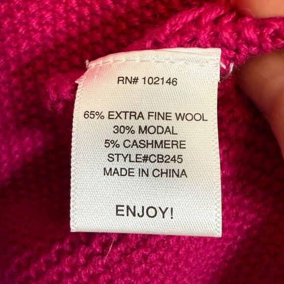 Michael Stars Wool Cashmere Shawl Collar Sleeveless Fuchsia Sweater Size 2 Soft - Picture 4 of 10